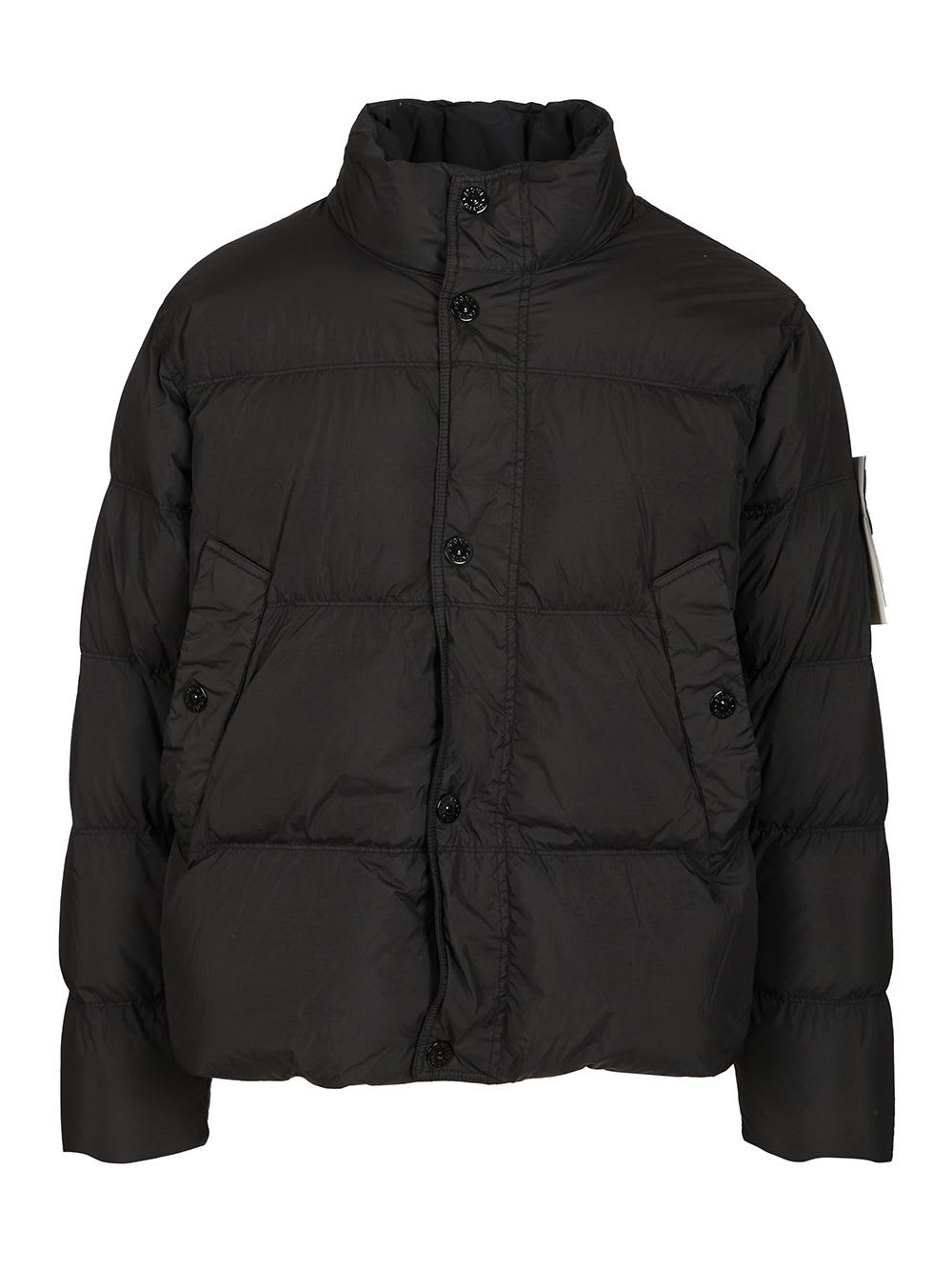 Stone Island Down Jacket In Lightweight Recycled Nylon Reps In Black