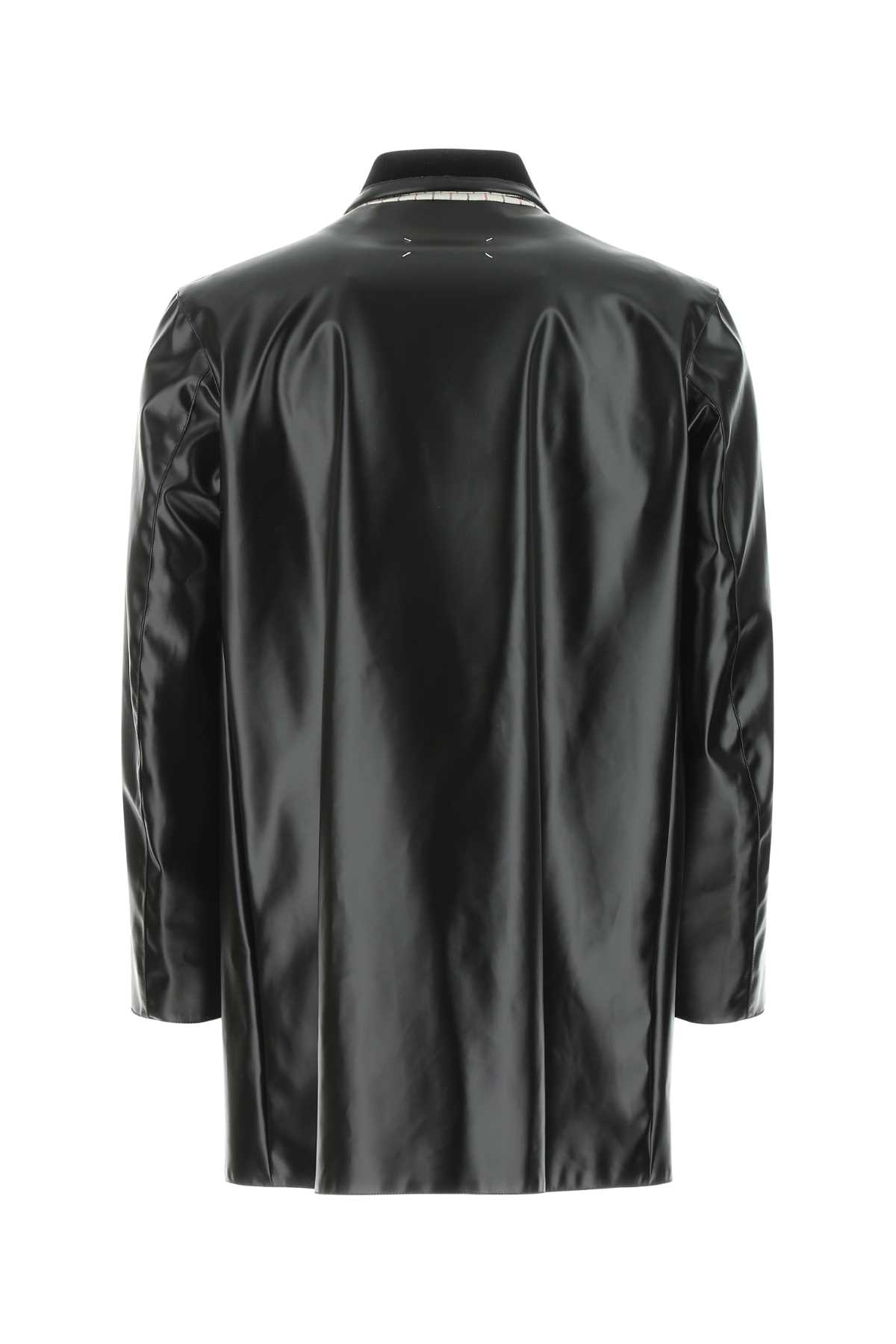 Shop Maison Margiela Black Pvc Trench Coat In 900