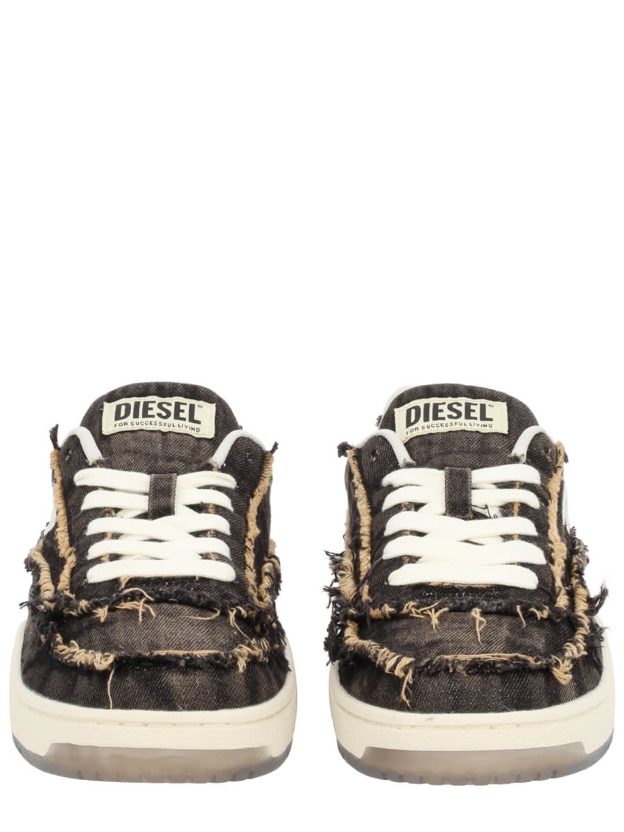 Diesel Casual Low-top Sneakers Frayed Detail In Black