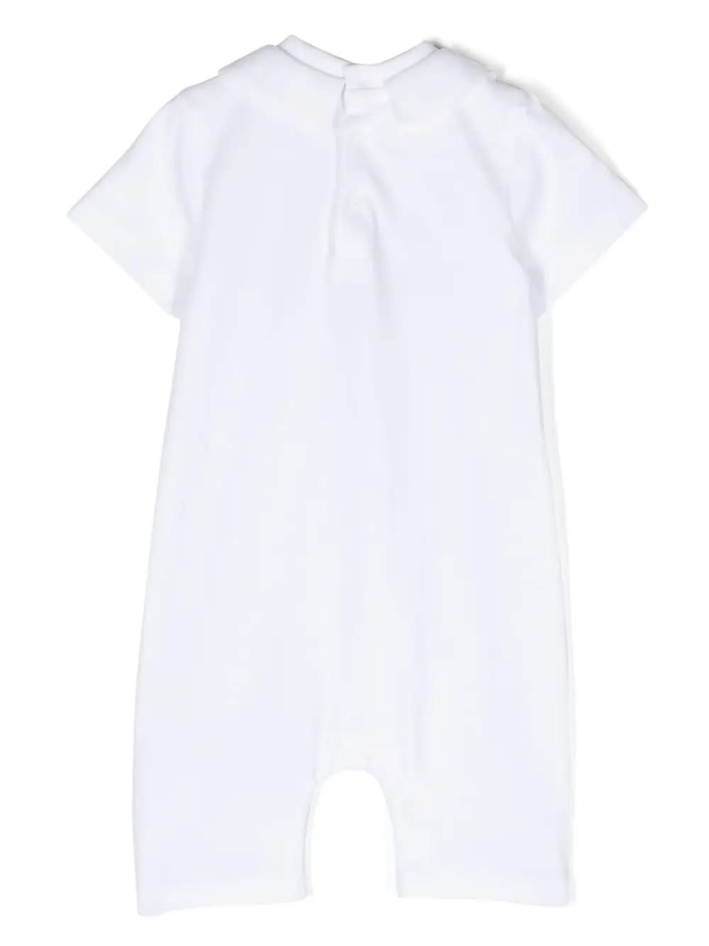 Shop Moschino Short White Playsuit With Logo And Teddy Bear With Fish