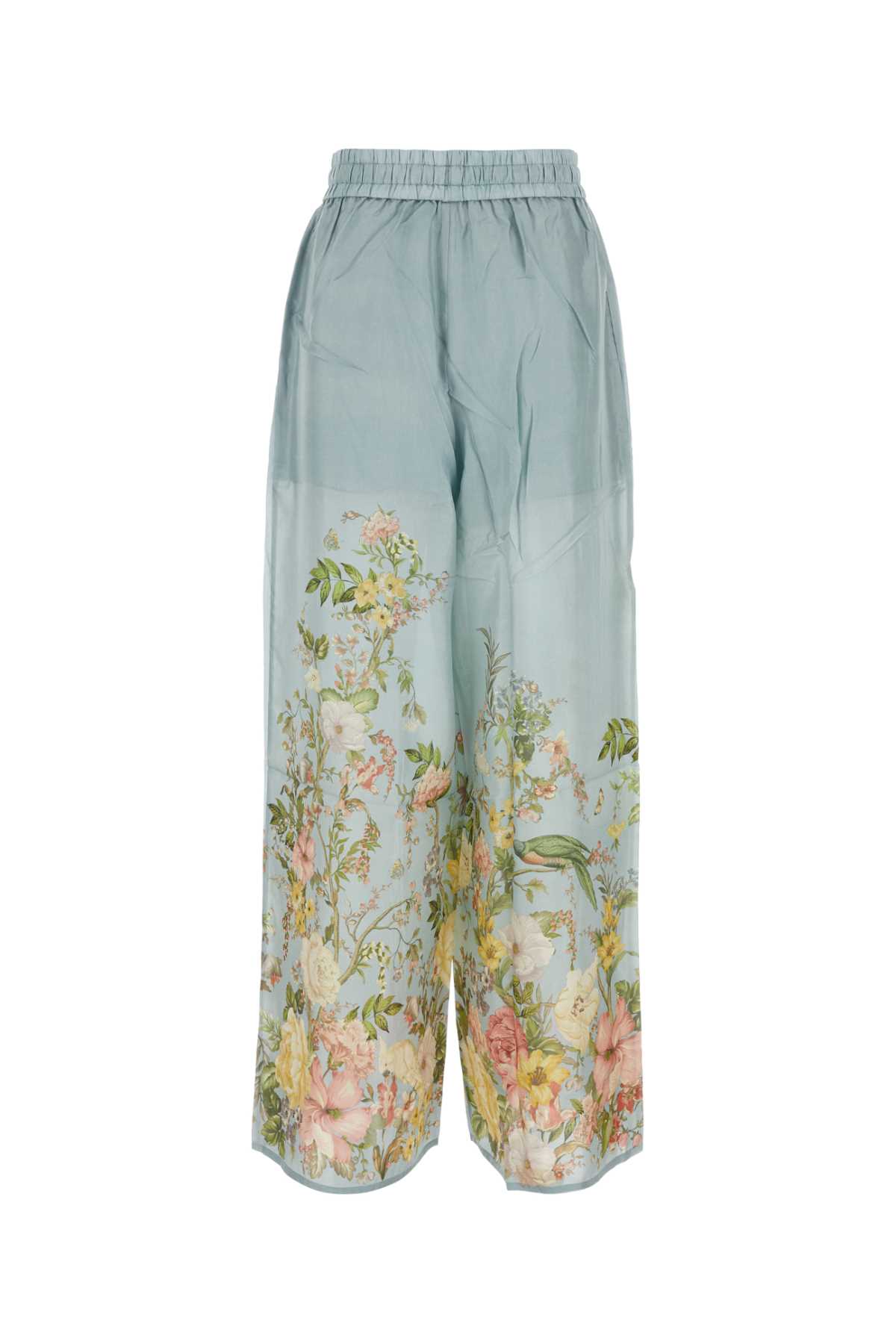 Shop Zimmermann Light Blue Silk Waverly Pyjama Pant In Blue Floral