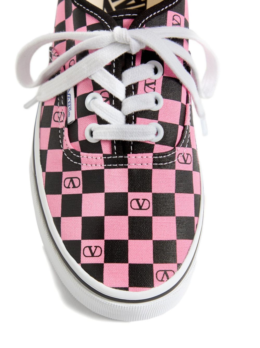 Valentino Garavani And Vans Low-top Trainer In Fabric With Vlogo Checkerboard Print In Pink