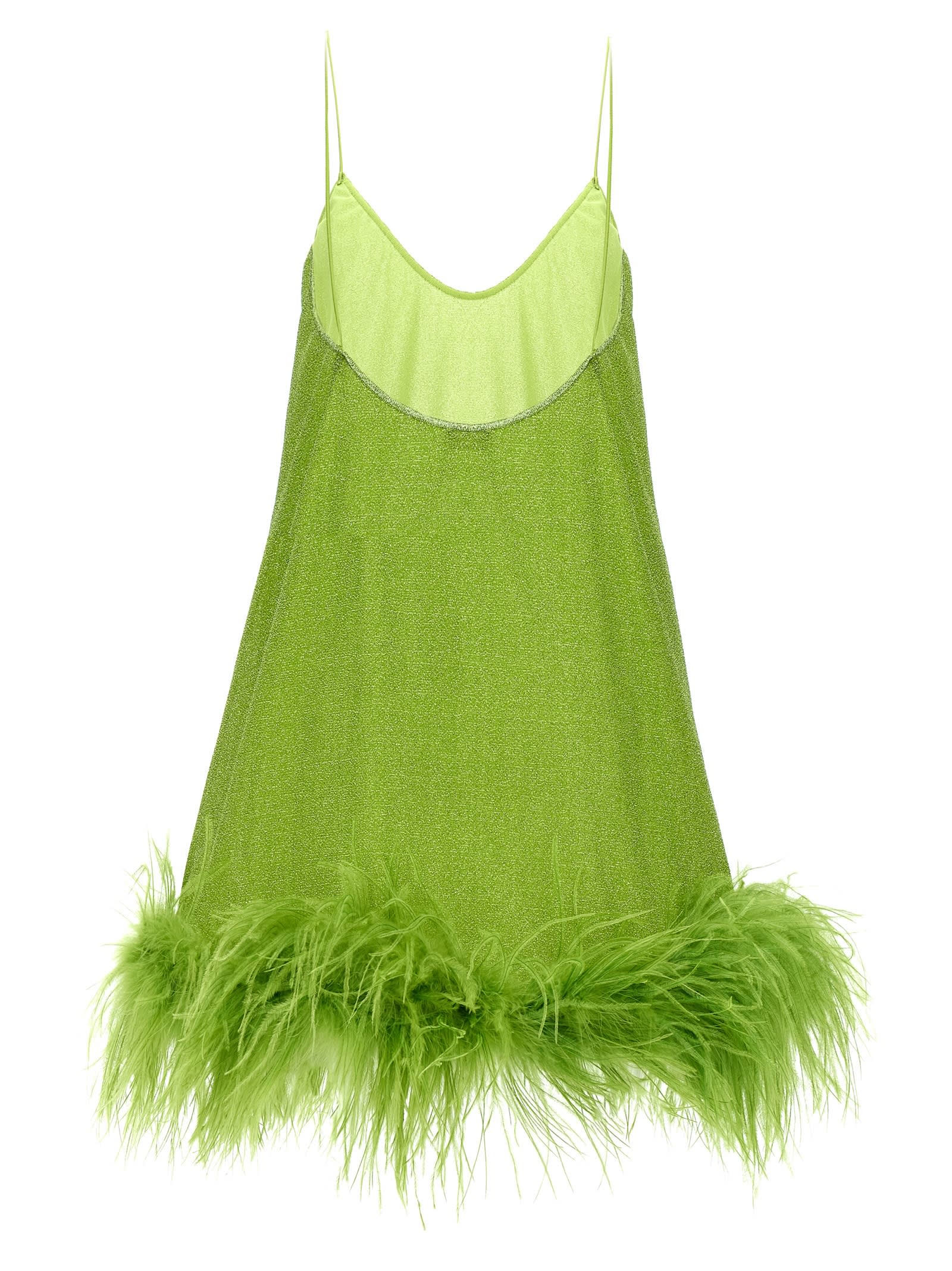 Shop Oseree Lumiere Plumage Dress In Lime