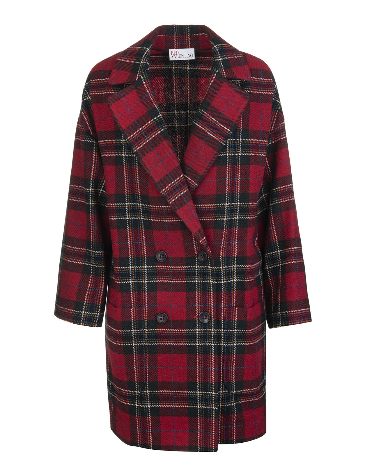 RED Valentino Red Coat In Shetland Tartan