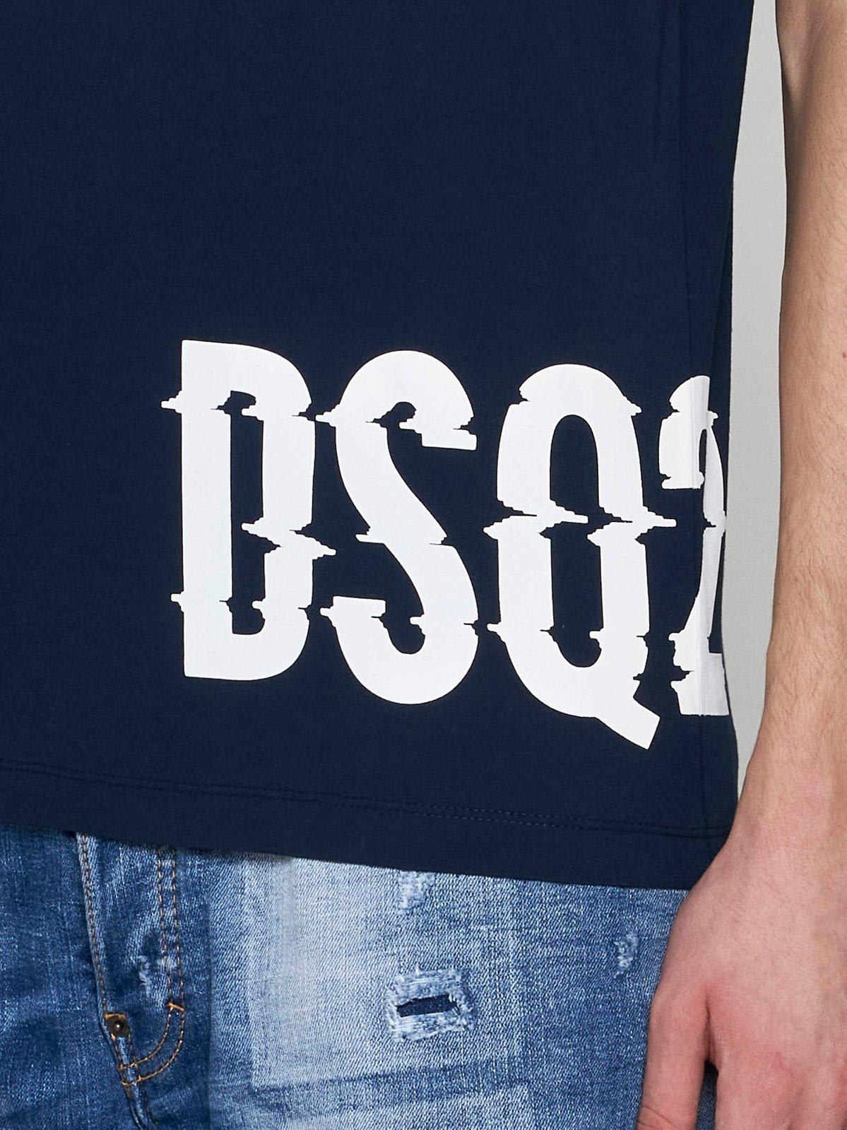 Shop Dsquared2 Logo-printed Crewneck T-shirt In Blue