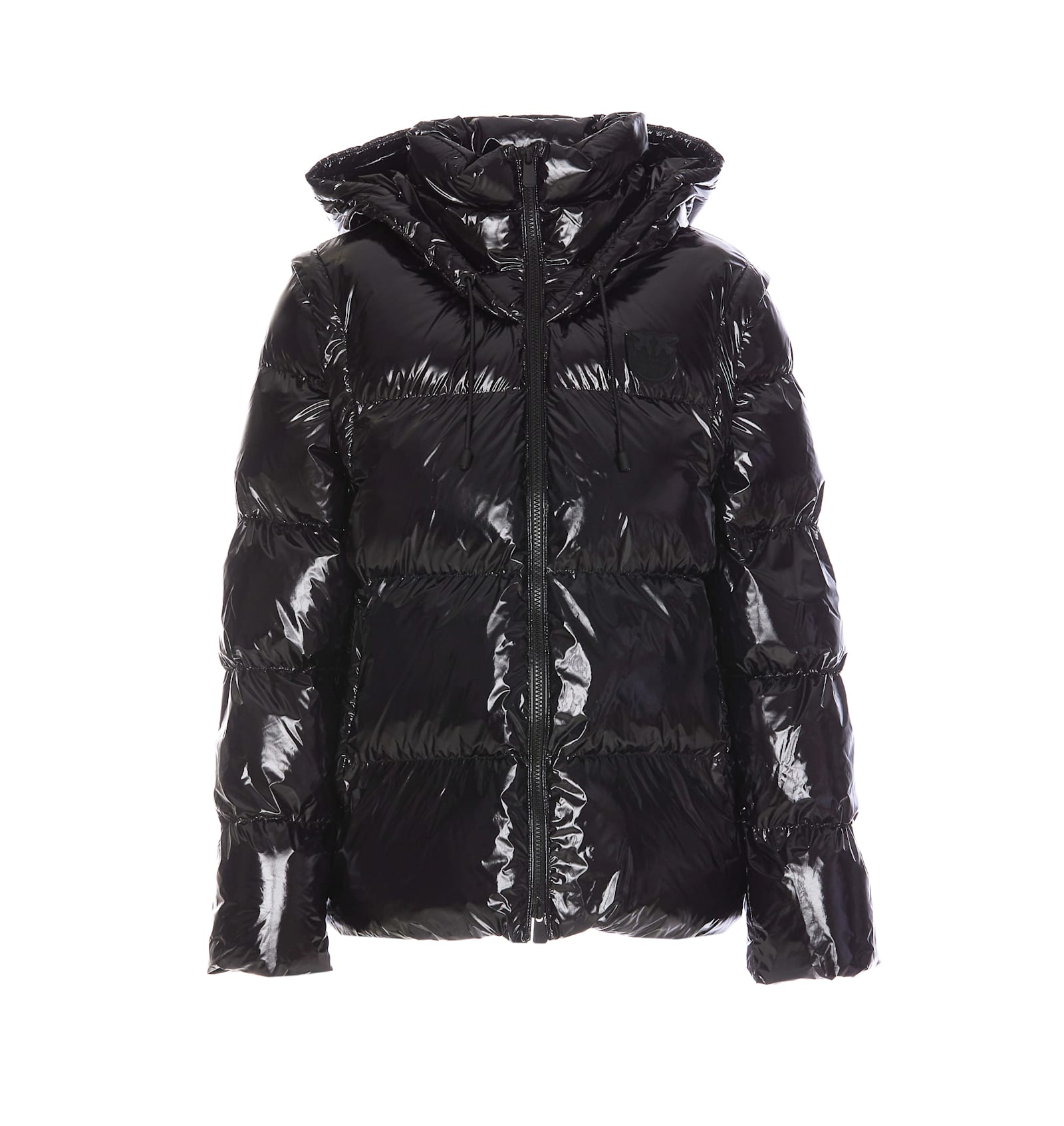 Shop Pinko Indice Glossy Down Jacket In Black