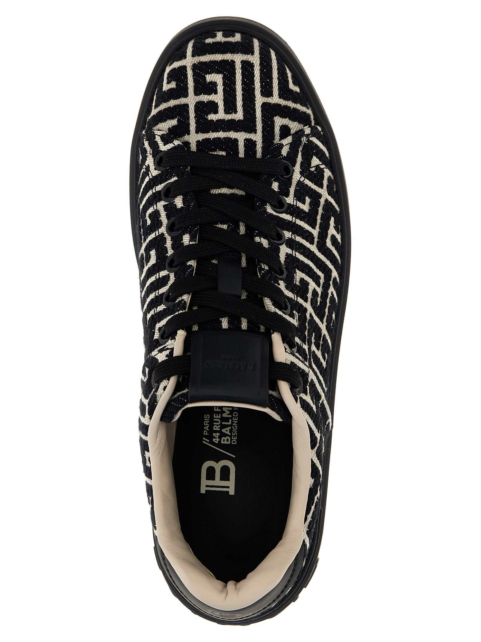 Balmain Black Low Top Sneakers In White/black