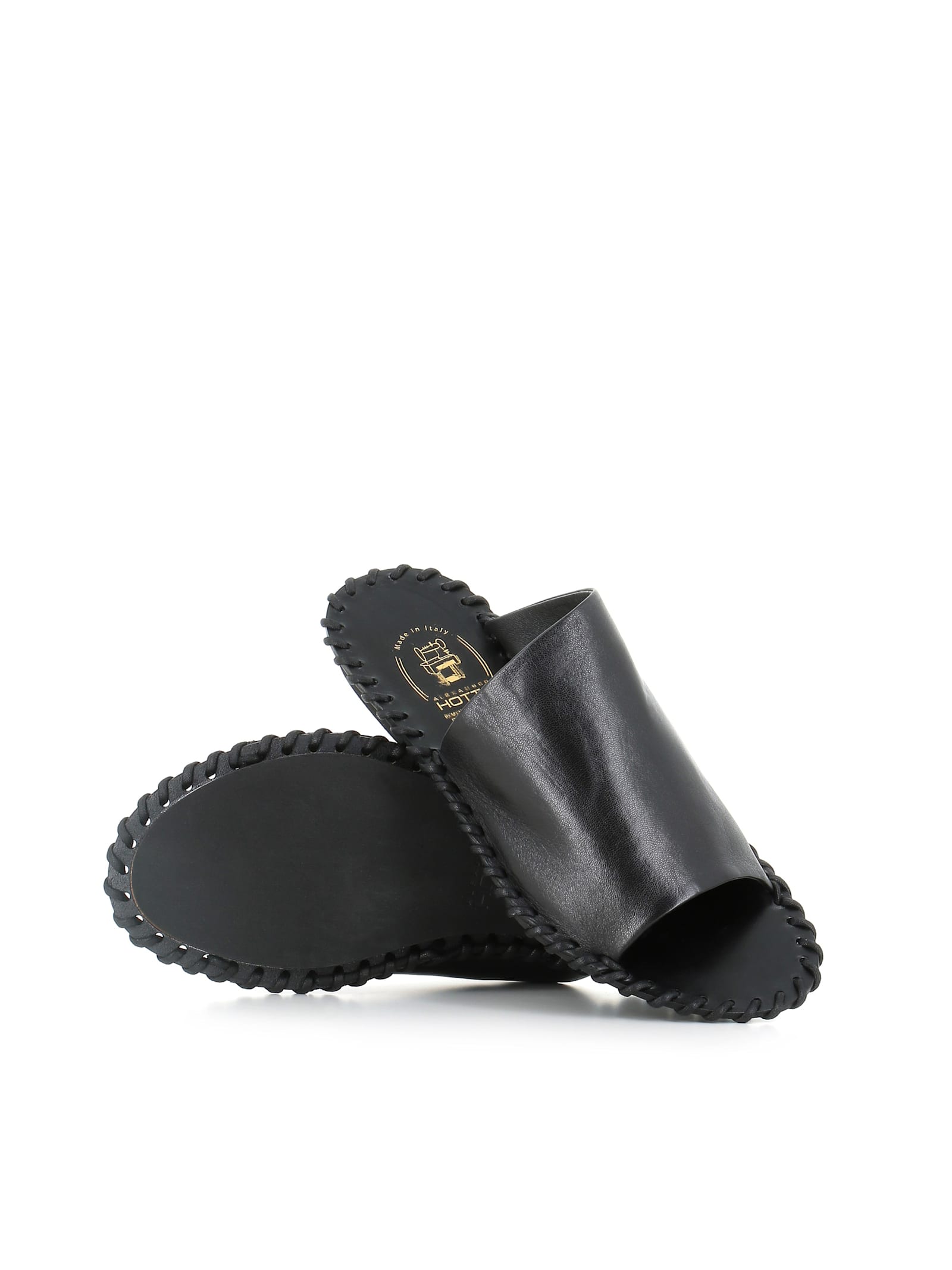 Alexander Hotto Whipstitch-trim Sandals In Black