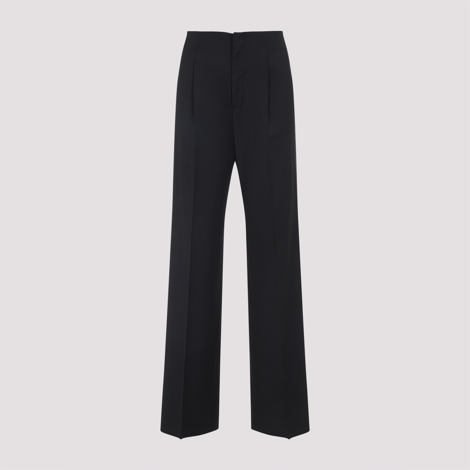 Alberta Ferretti High-waisted Straight-leg Trousers With Pressed Crease In Gray