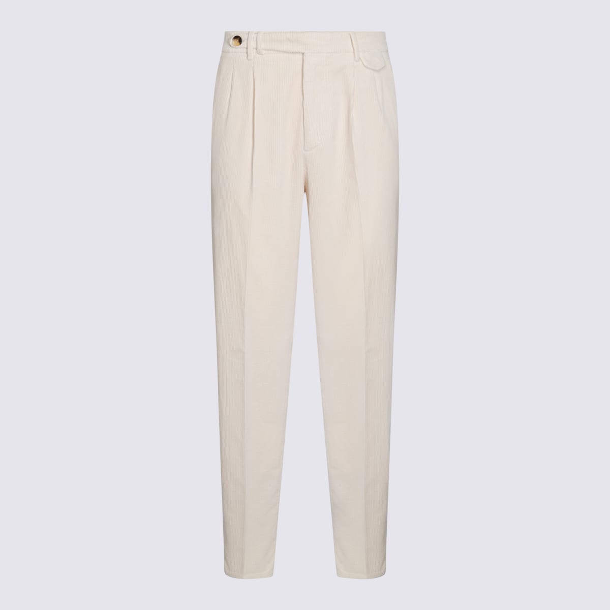 Shop Brunello Cucinelli White Cotton Pants In Sand