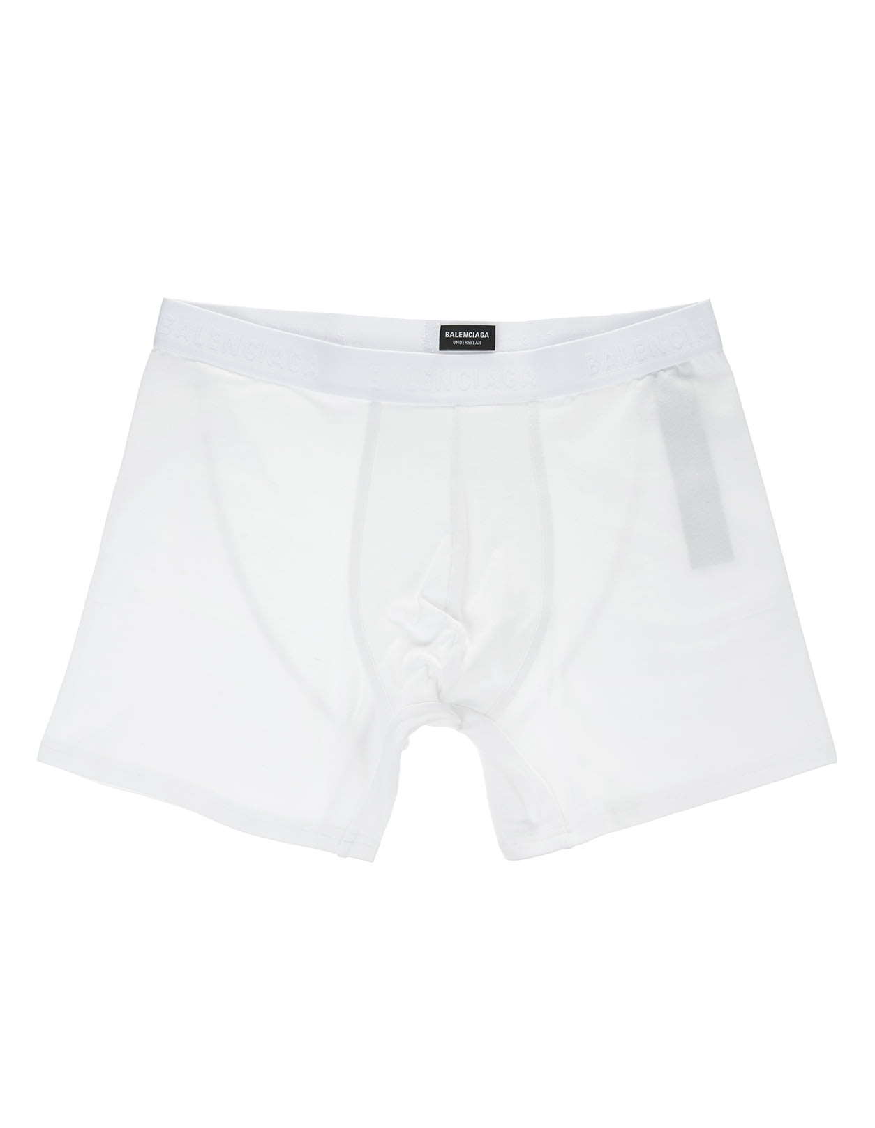 Balenciaga Man White Boxer Shorts With Logo Tape