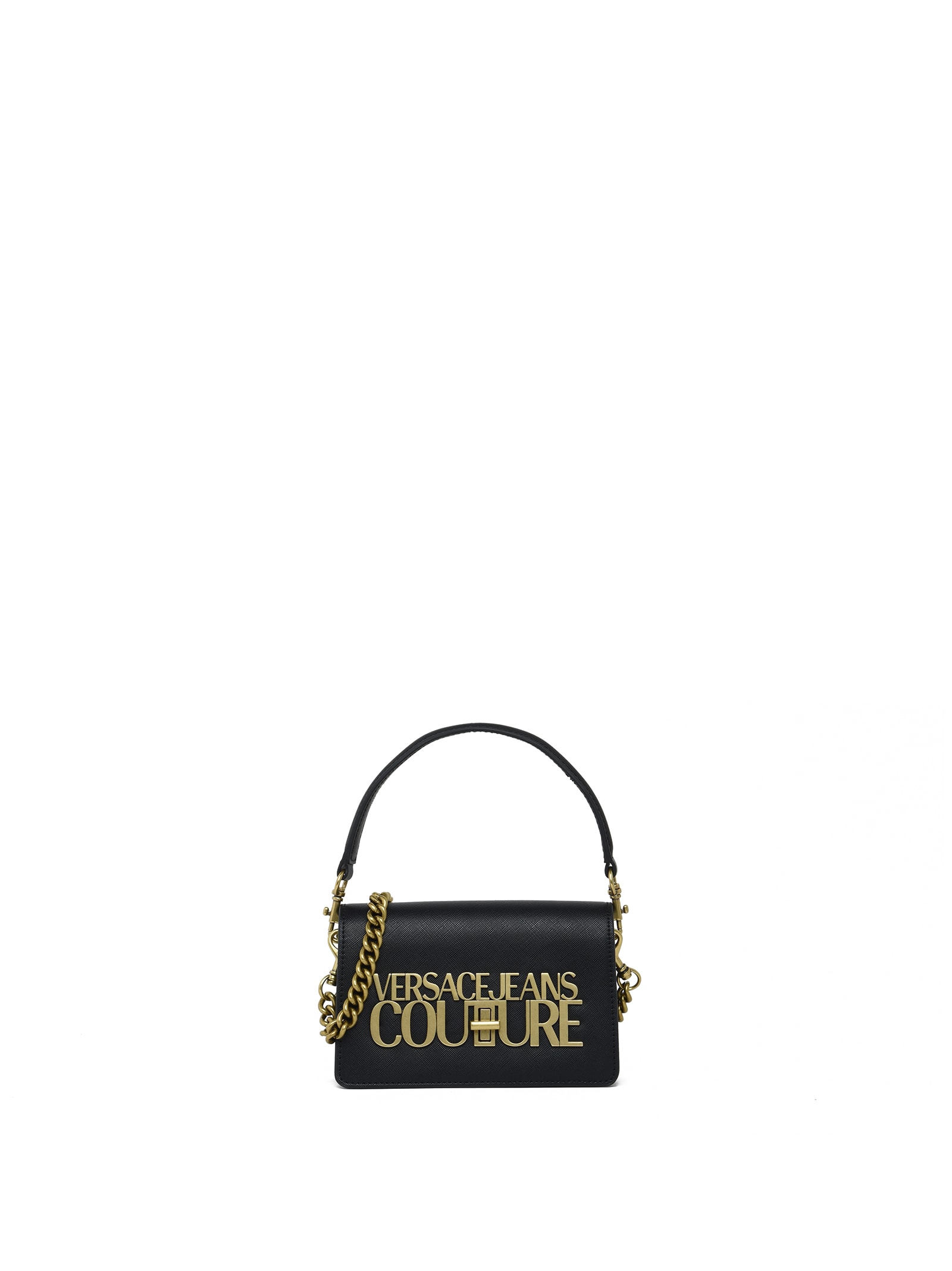 versace jeans couture leatherette handbag with chain strap
