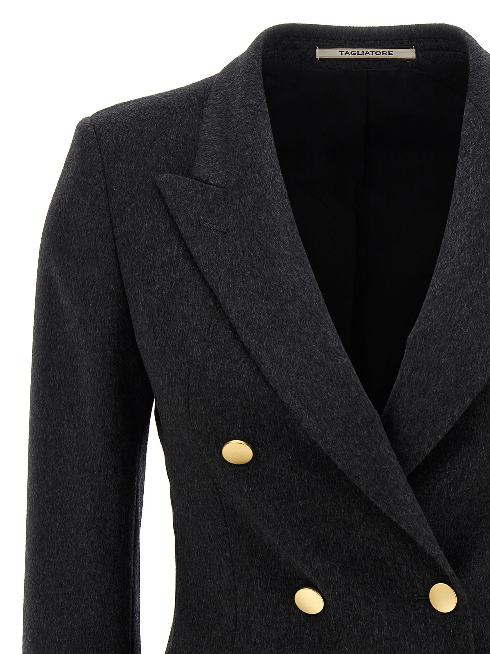 Tagliatore Double-breasted Gold-button Blazer In Black