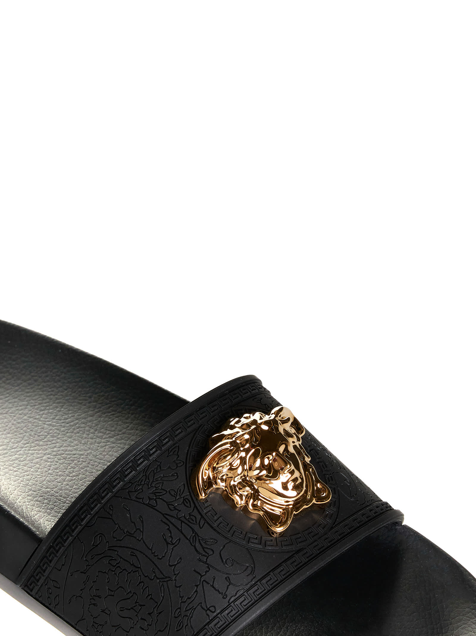 Shop Versace Flat Shoes In Black  Gold