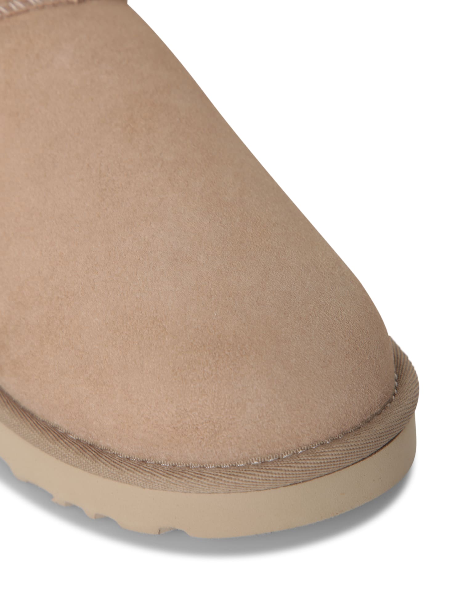 Ugg Classic Ultra Mini Low Heels Ankle Boots In Beige Suede In Beige