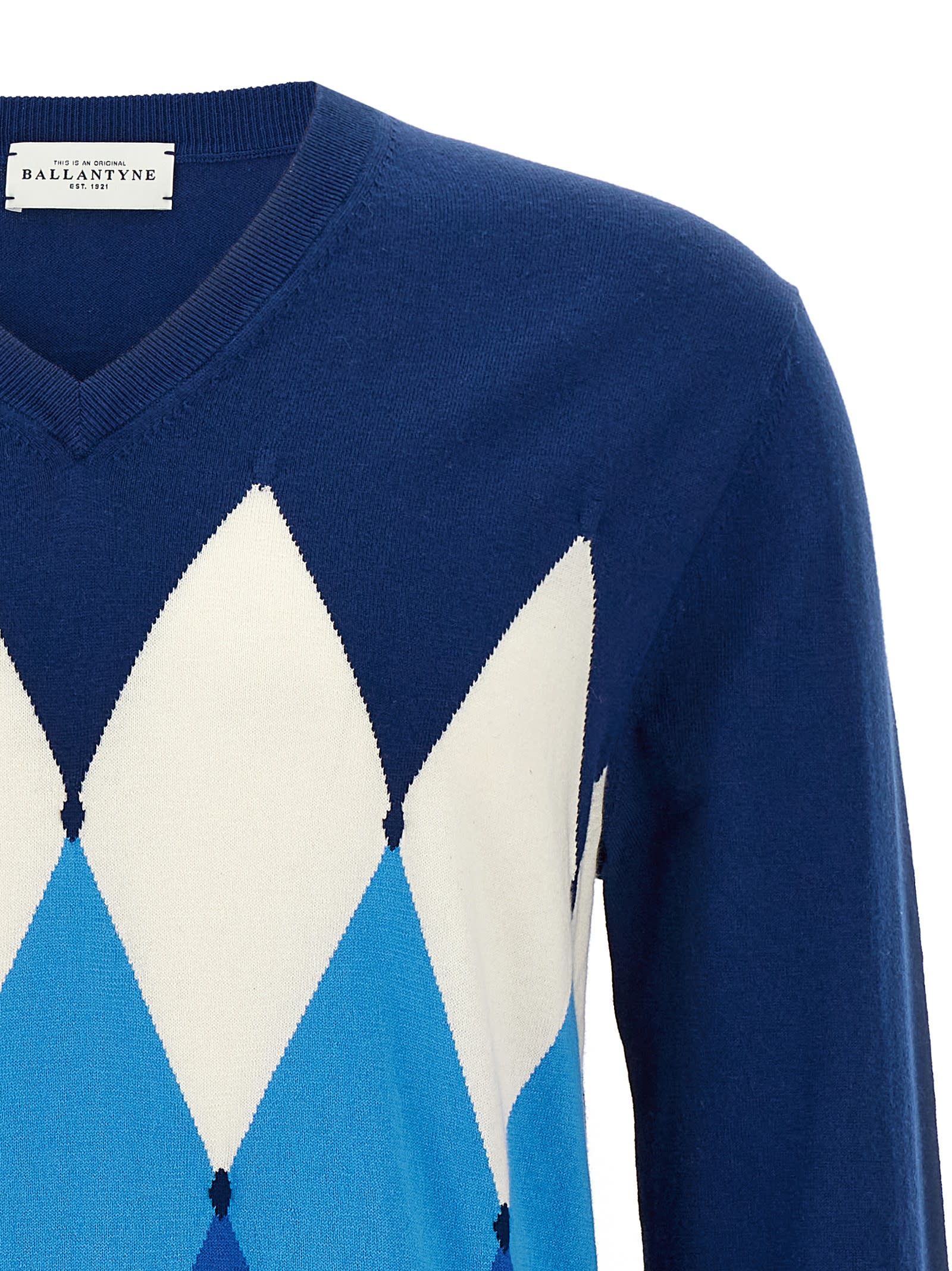 Ballantyne Blue Argyle Sweater In Blue