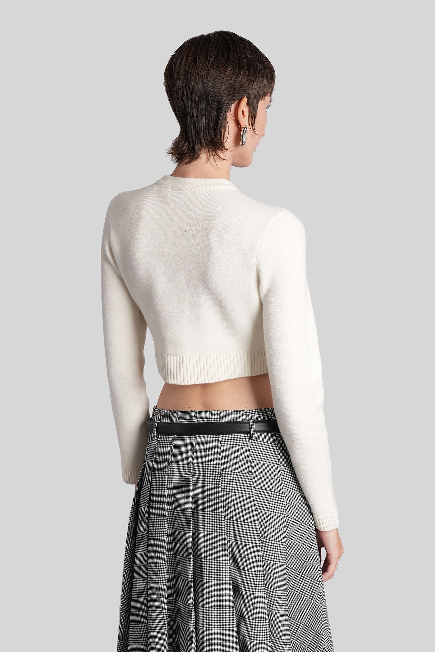Self-portrait Cardigan In Beige Wool In Multi