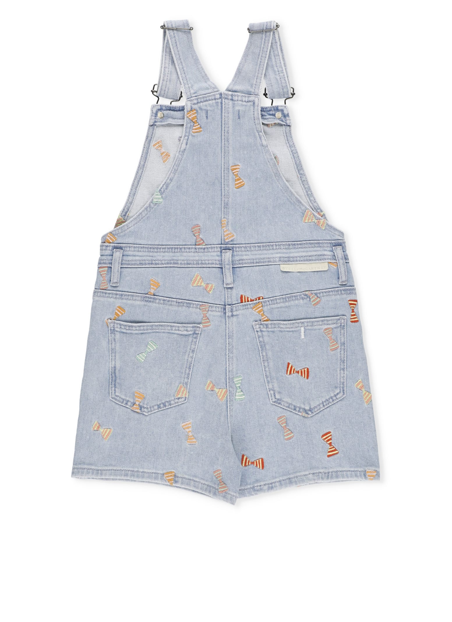 Shop Stella Mccartney Denim Dungarees With Embroidery In Light Blue