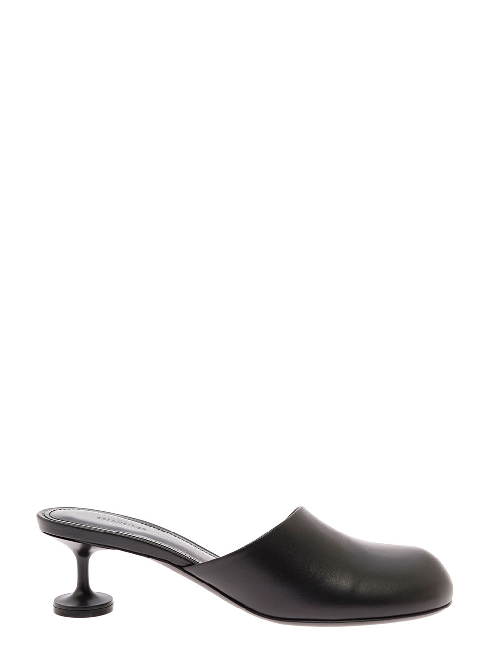 Black Lady Mule In Leather With Champagne Heel Balenciaga Woman