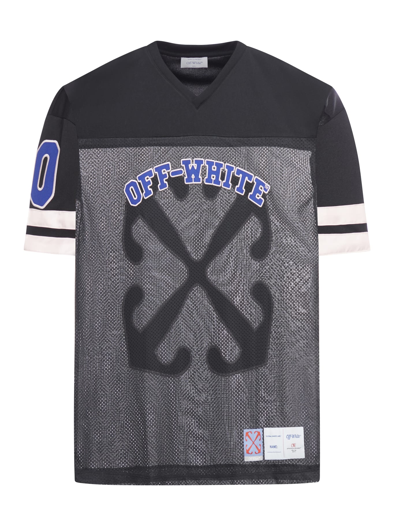 Shop Off-white Off Football Mesh S/s Tee In Black True Blue