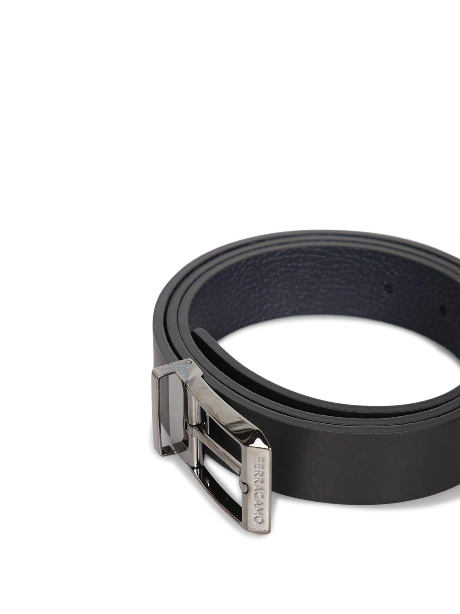 Shop Ferragamo Double Black/blue Belt