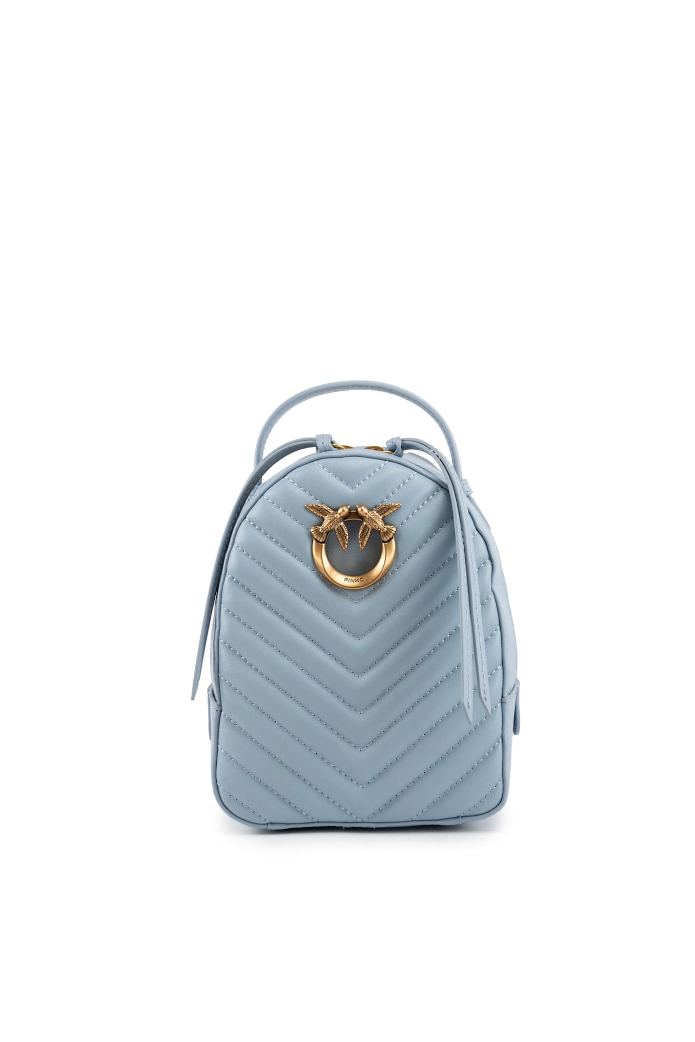 Shop Pinko Love Bag Mini Backpack In Matelasse Leather In Celeste