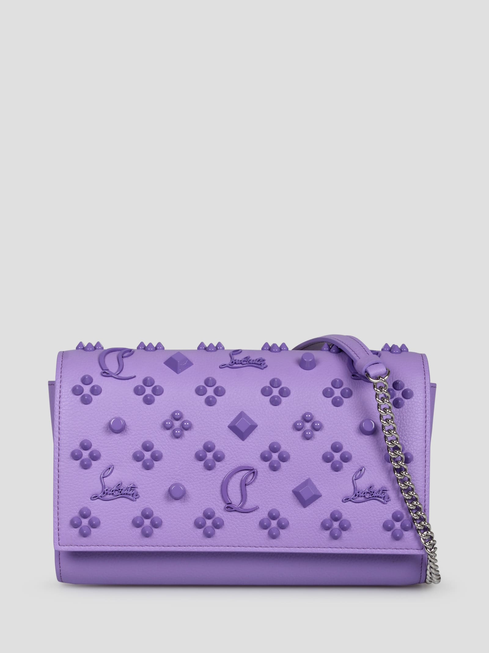 Shop Christian Louboutin Paloma Clutch In Pink & Purple