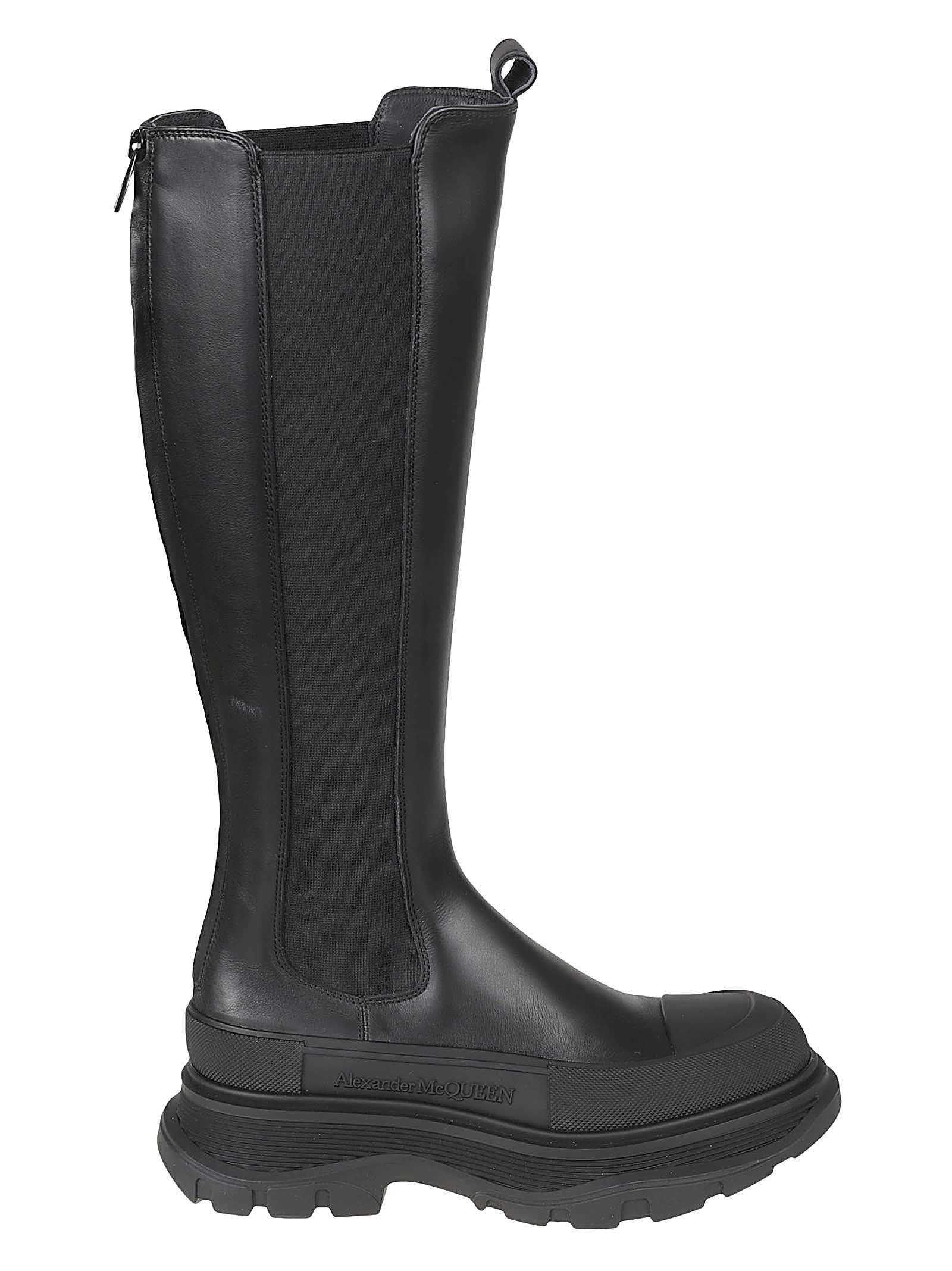 Shop Alexander Mcqueen Elastic Side Zipped Boots In Black