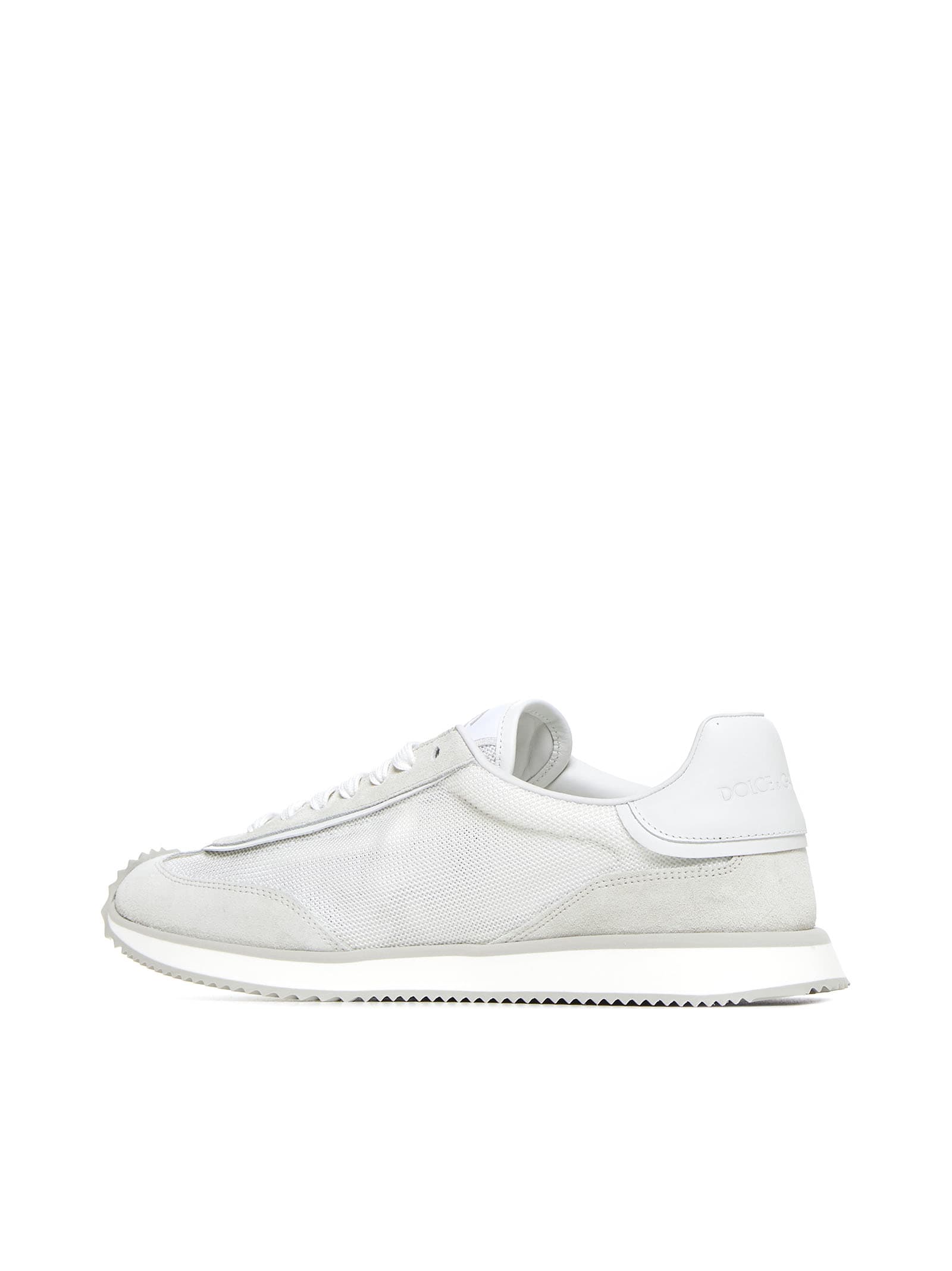 Dolce & Gabbana Two-tone Suede And Mesh Dg Aria Sneakers In Whitelightgrey