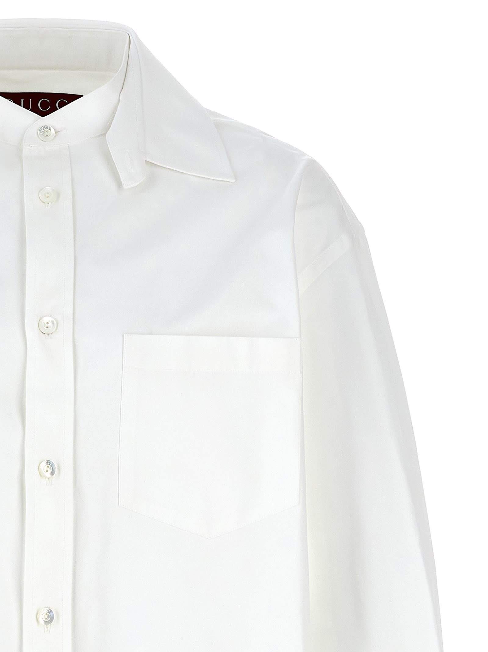 Shop Gucci Double Collar Shirt In White