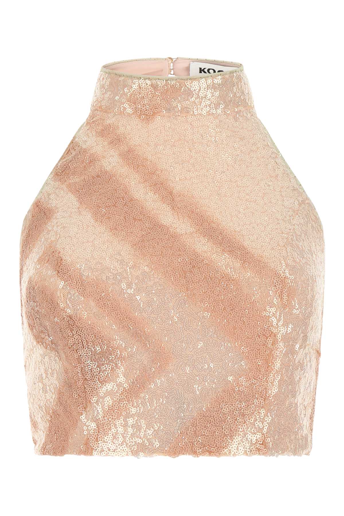 Koché Powder Pink Sequins Top In 215
