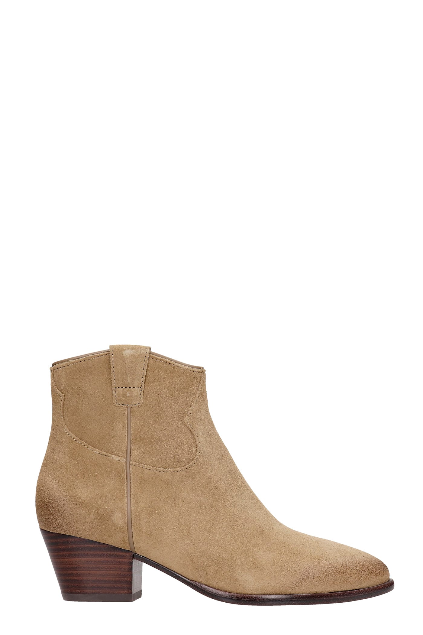 ASH HOUSTON 01 TEXAN ANKLE BOOTS IN TAUPE SUEDE,HOUSTON01