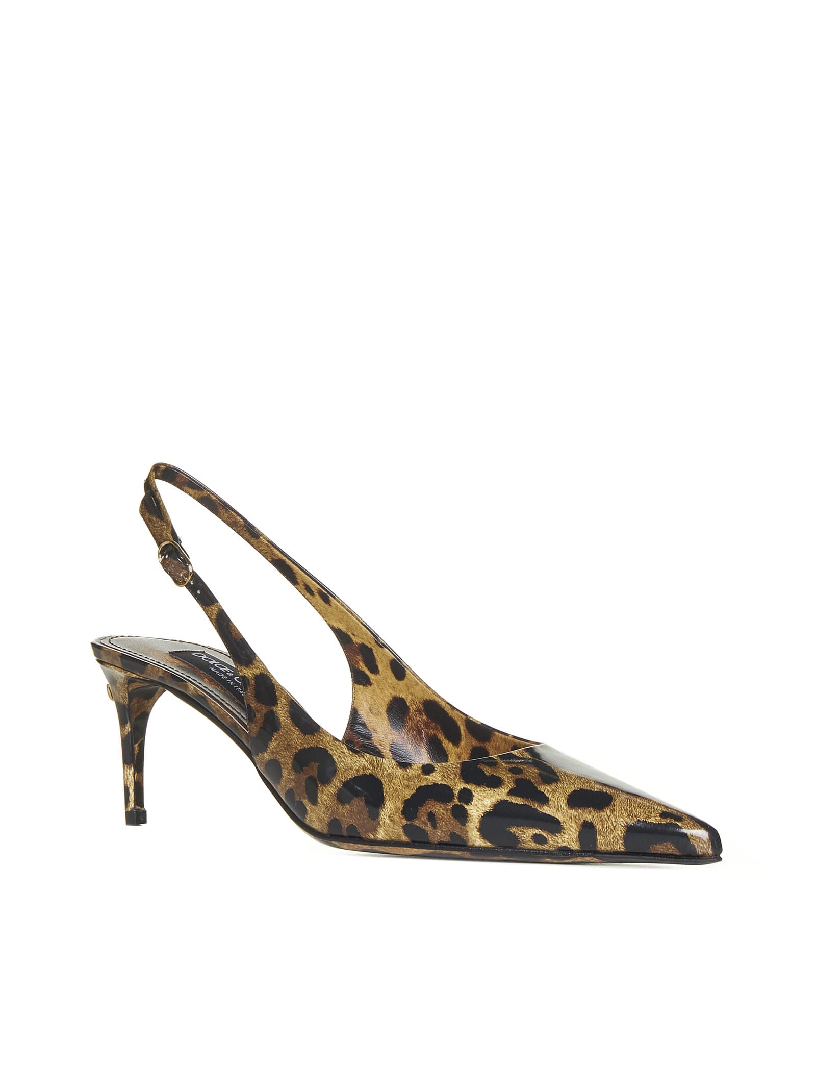 Dolce & Gabbana Luxurious Leopard Printed Slingback Pumps For Women In Beige