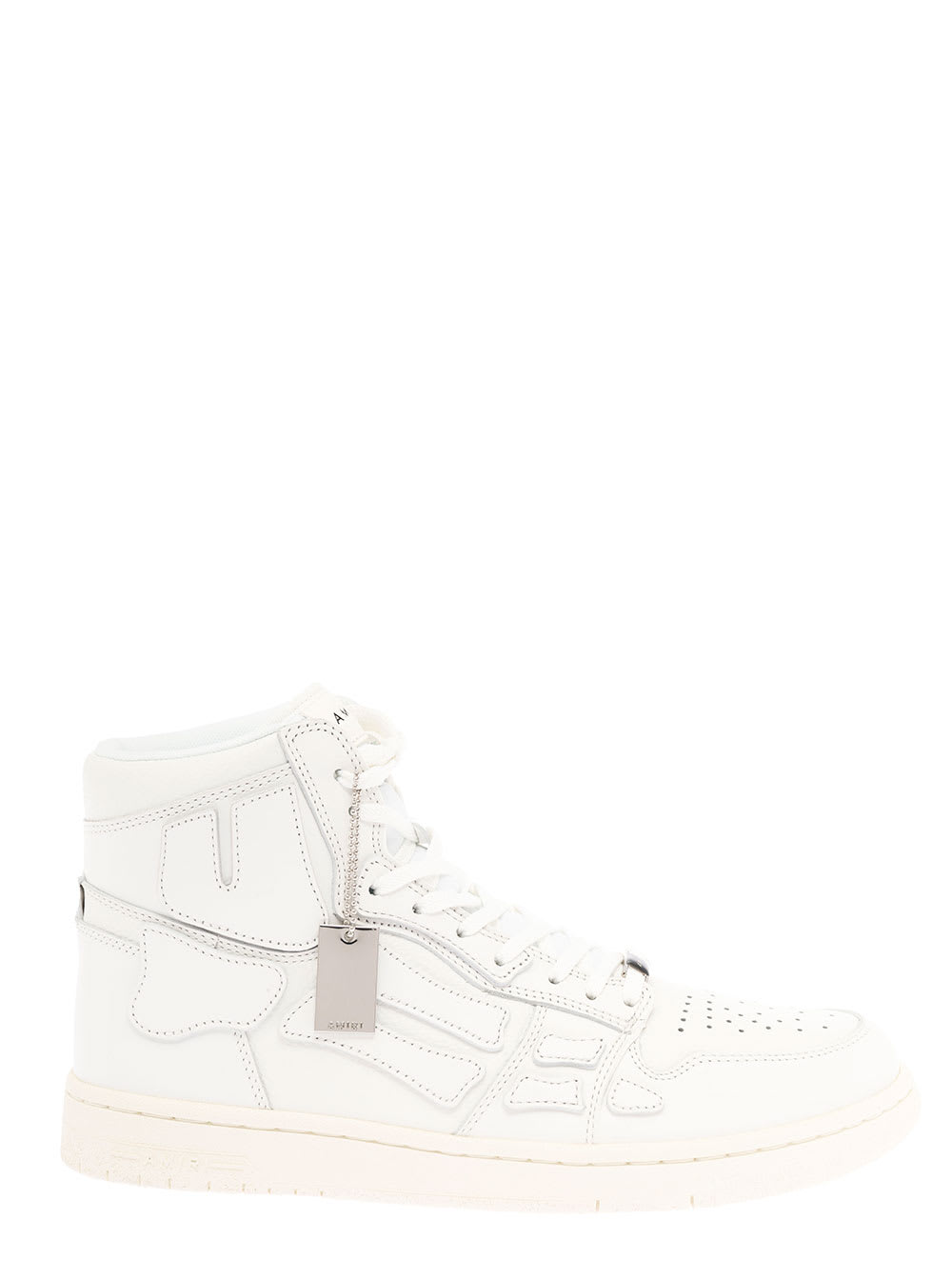 Amiri Mans High Top White Leather Sneakers With Logo