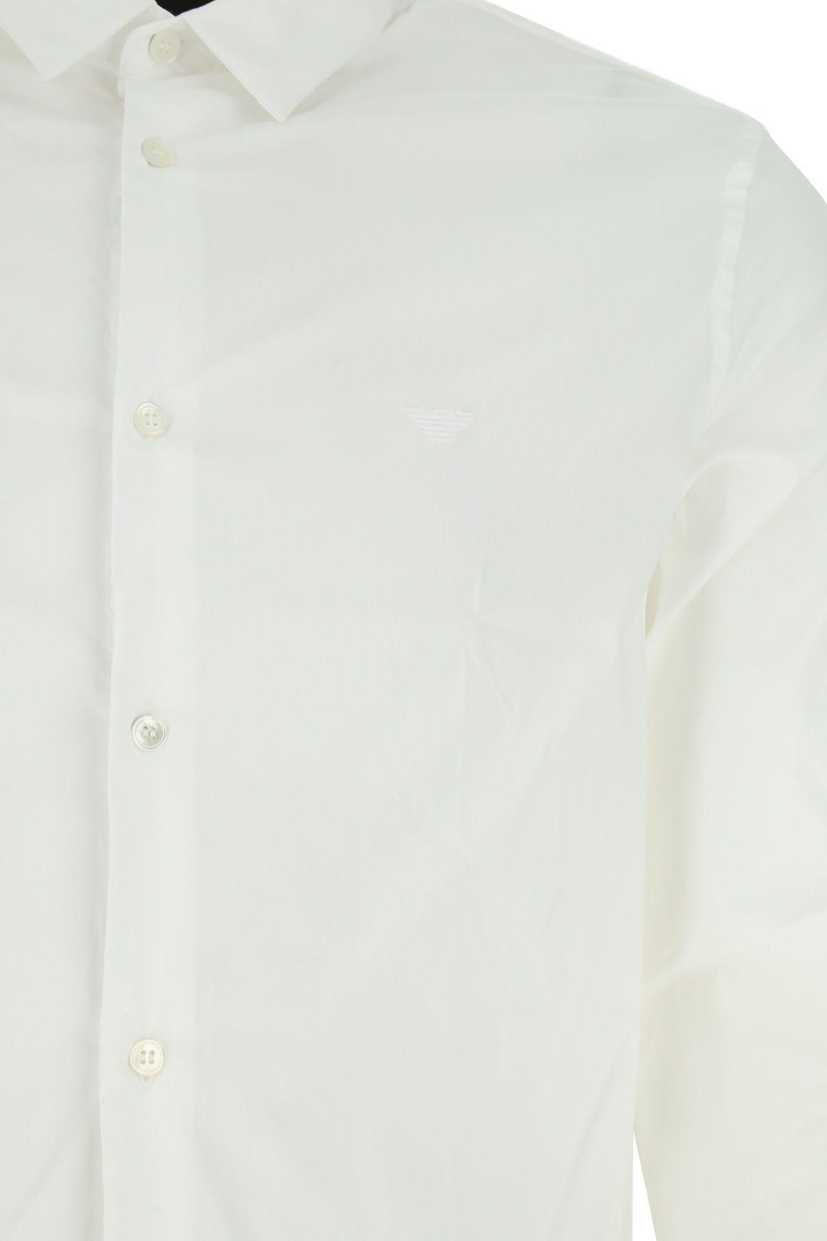 Shop Giorgio Armani White Poplin Shirt