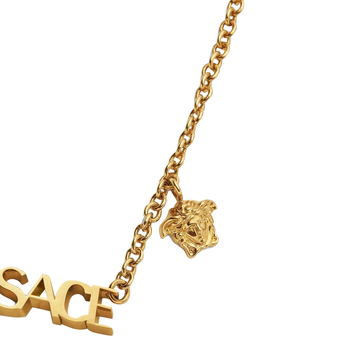 Shop Versace Logo Necklace In Golden