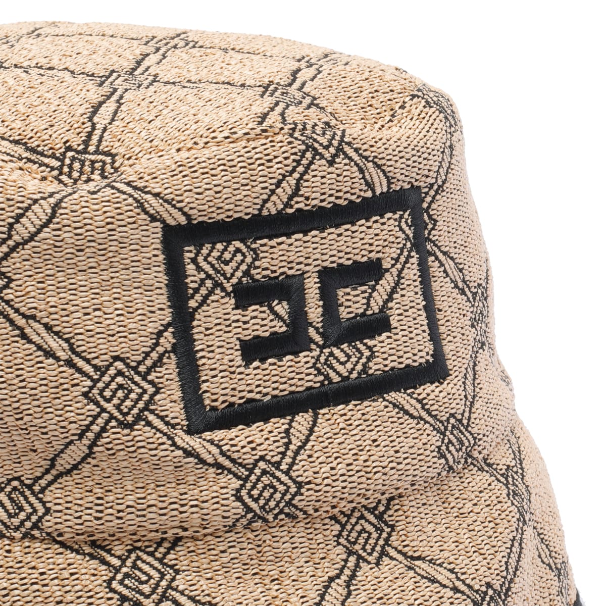 ELISABETTA FRANCHI LOGO RAFIA BUCKET HAT