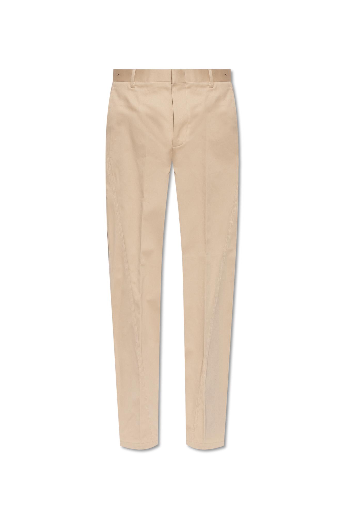 Shop Lanvin Straight Concealed Trousers In Beige
