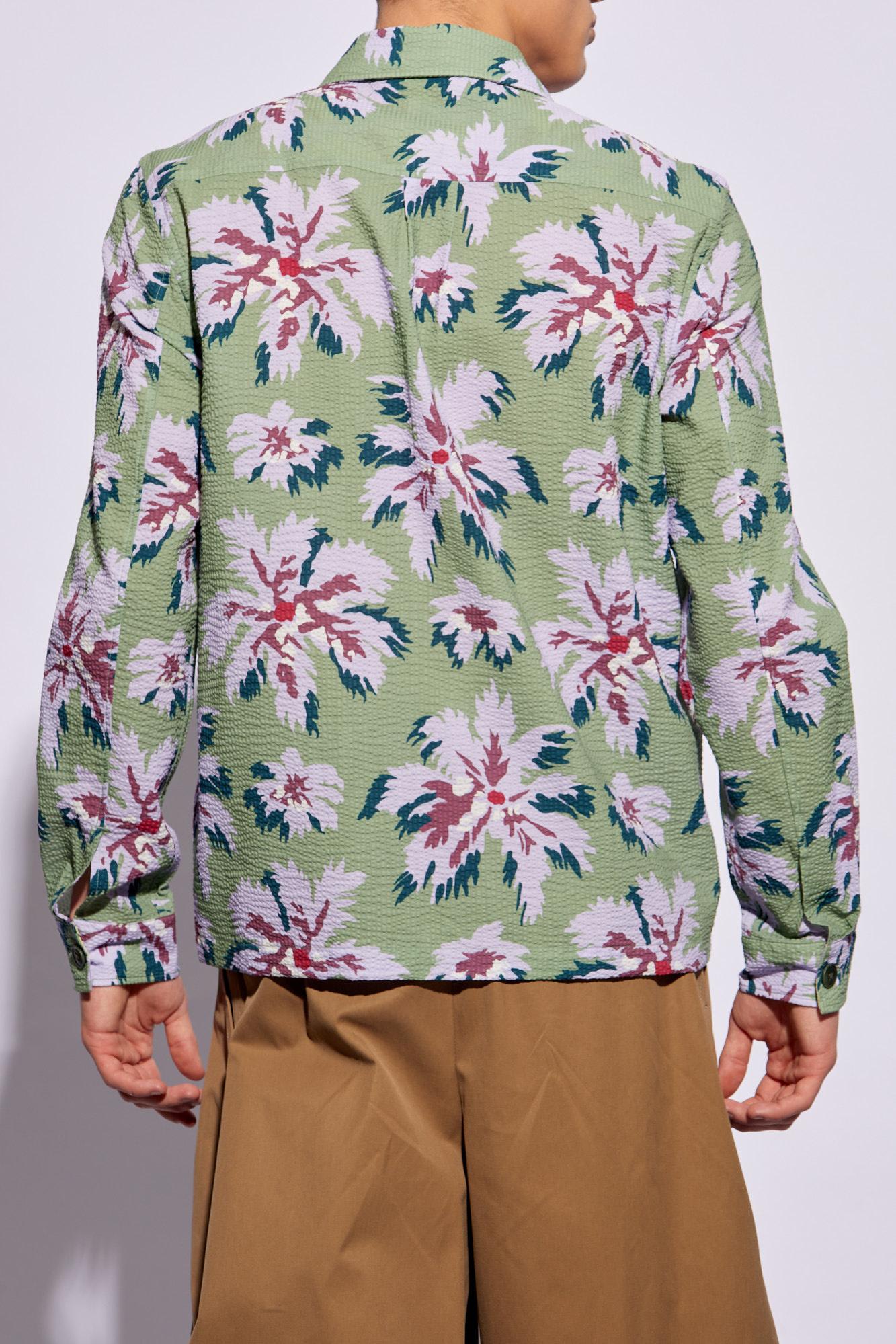 Shop Paul Smith Ps  Floral Shirt In Military Green