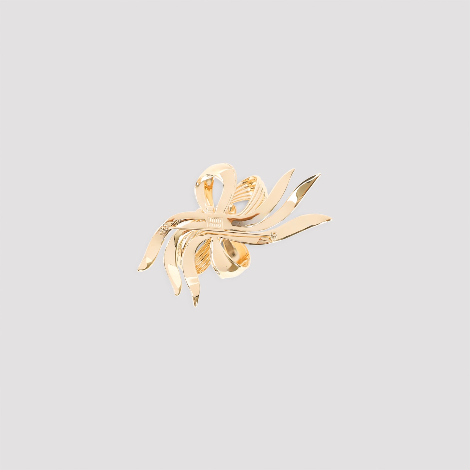 Miu Miu Bow Shaped Brooch Curved Design In Gold