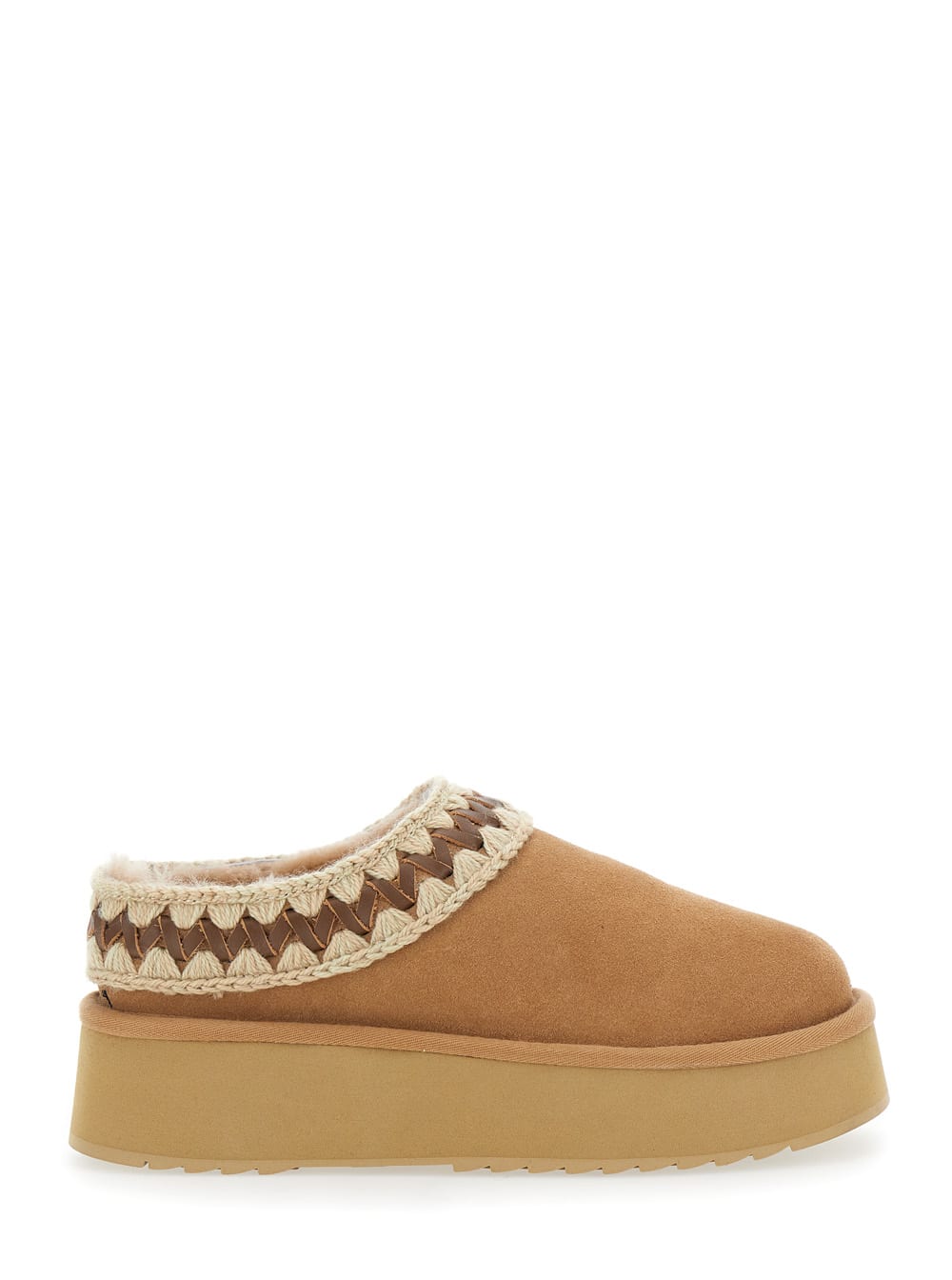 Mou 40mm Braided Platform Mules In Brown