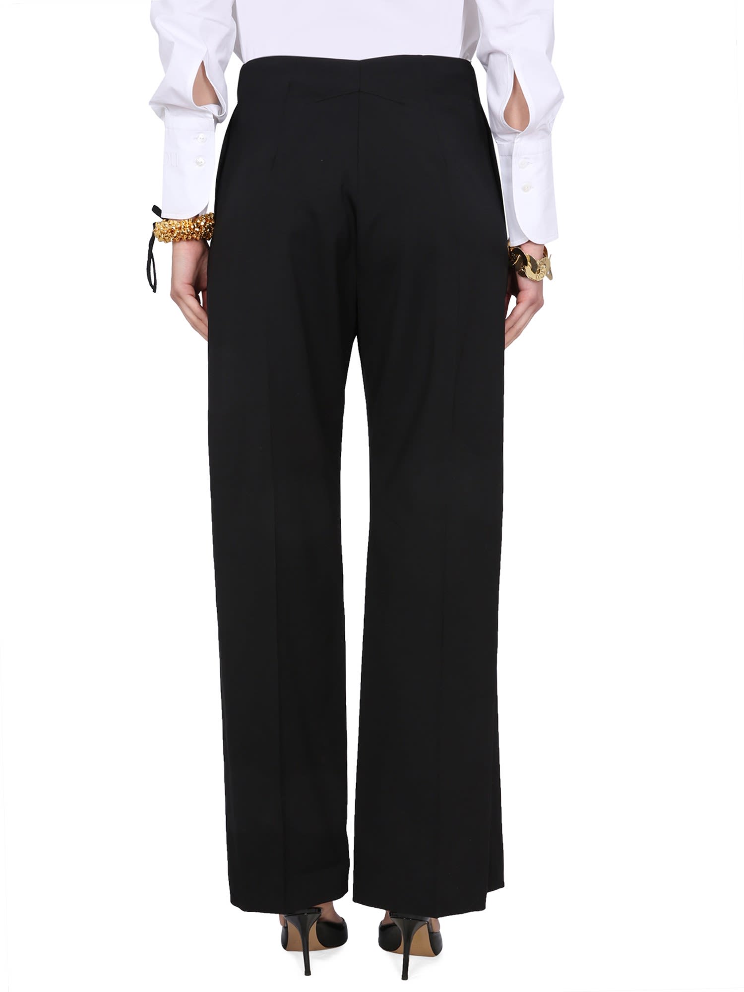 Patou Black Stretch Virgin Wool Trousers In Black