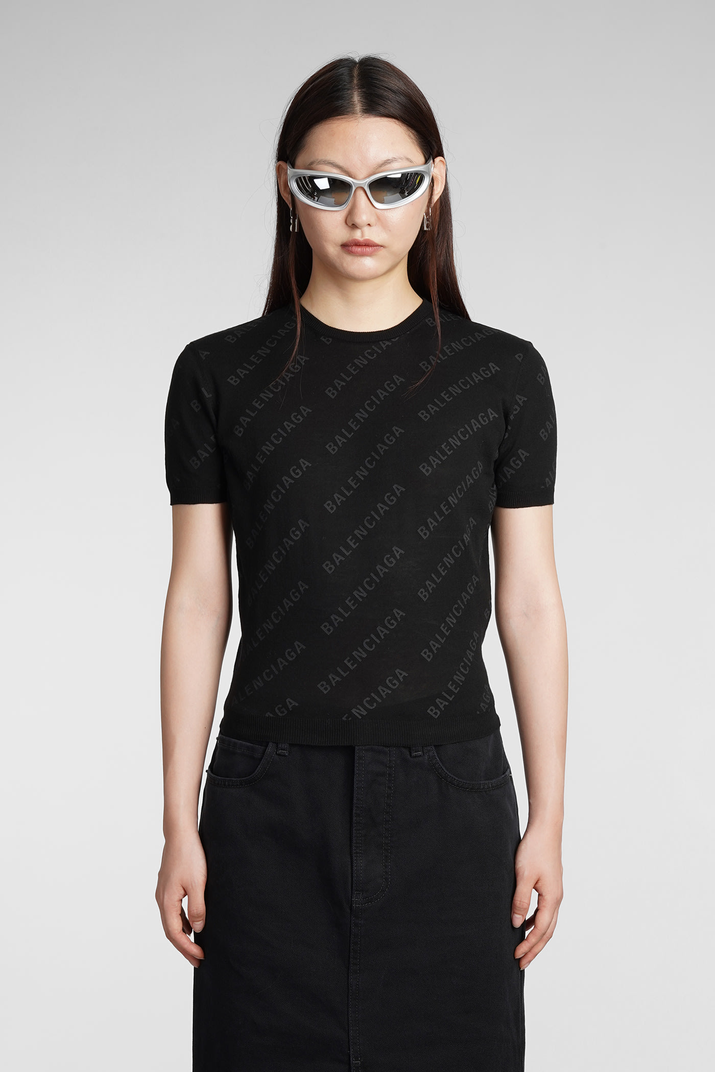 Shop Balenciaga Knitwear In Black Cotton