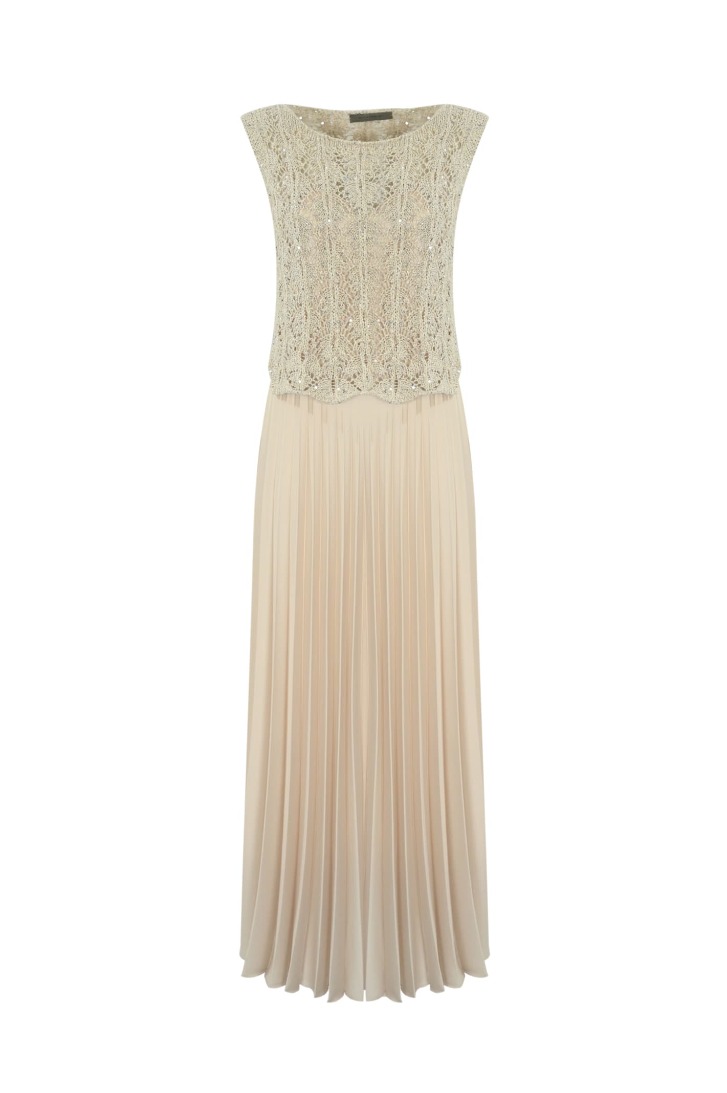 D. Exterior Pleated Midi Dress With Sequins
