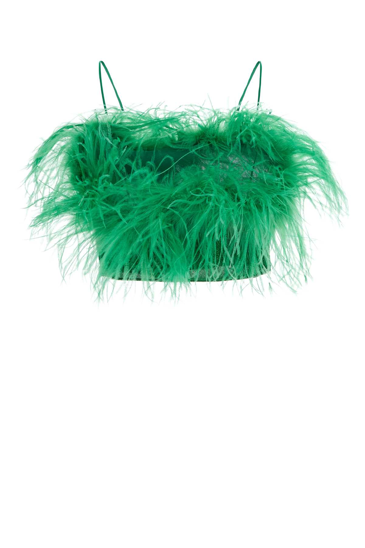 Shop Oseree Grass Green Nylon Blend Top In Emeraldgreen