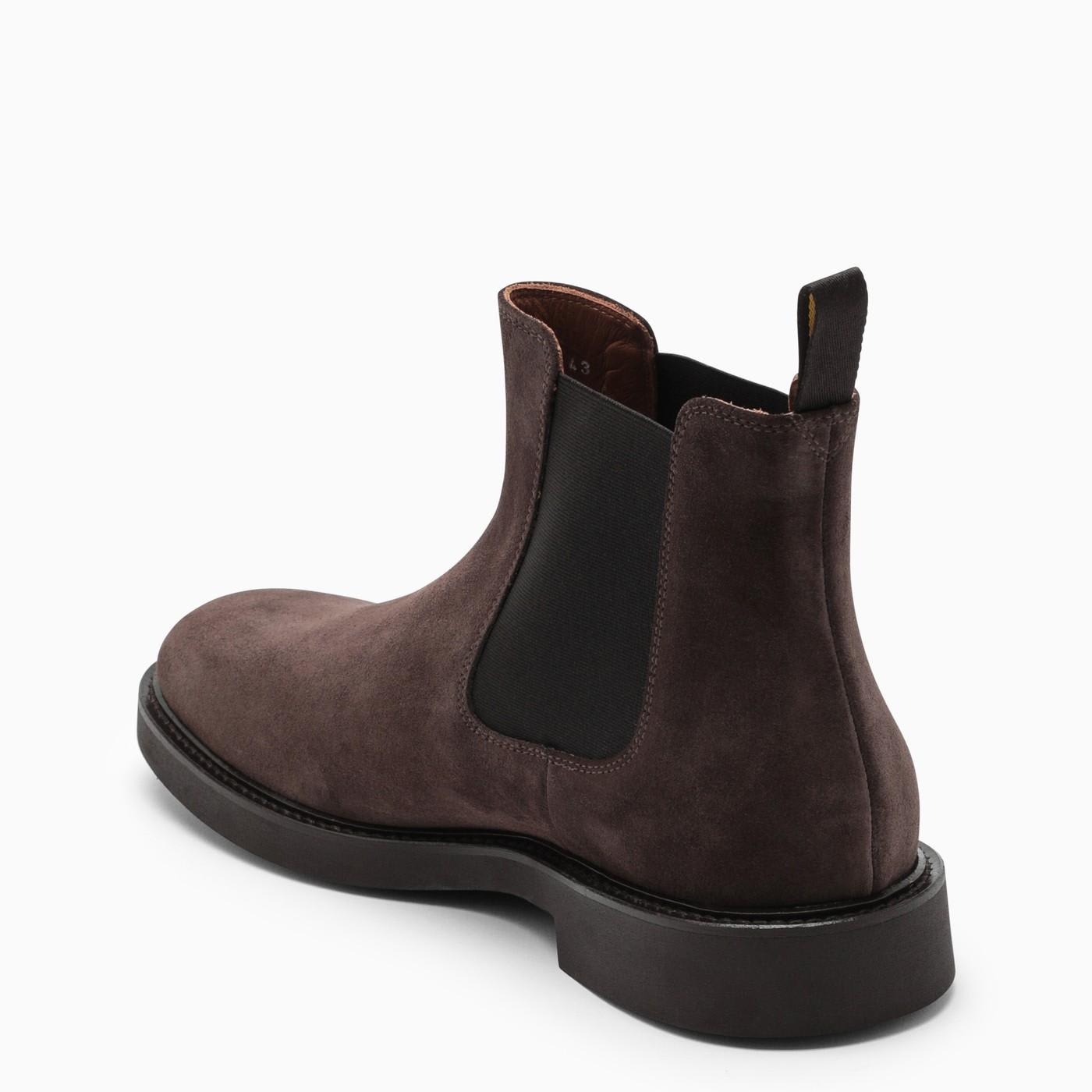 Shop Doucal's Deep Brown Suede Chelsea Boots In Marrone