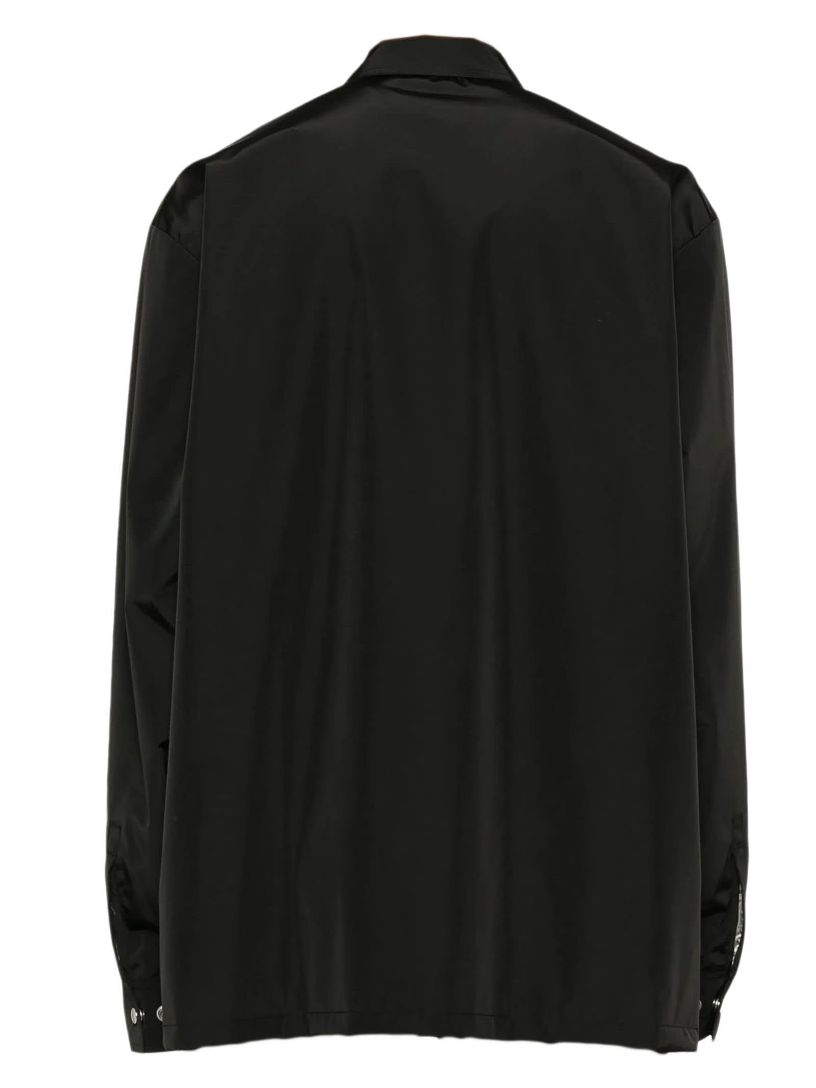 Rick Owens Collar Point Sleeves Long Drawstring Zip In Black