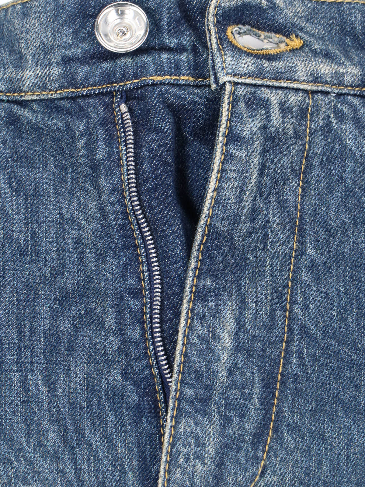 Maison Margiela High-waisted Wide-leg Jeans With Horizontal Cut-out Details In Blue
