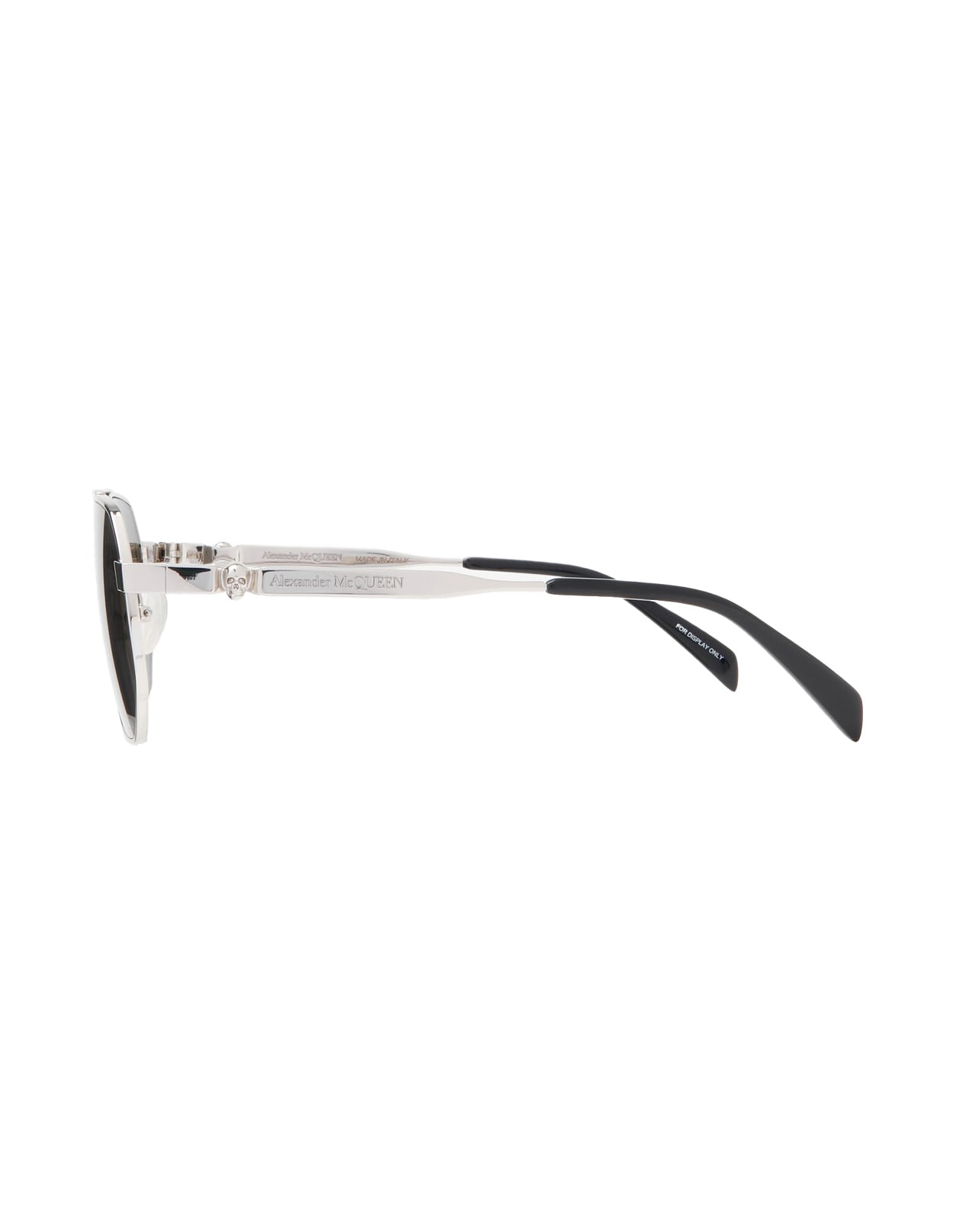 Shop Alexander Mcqueen Caravan Floating Skull Sunglasses In Silver Metal