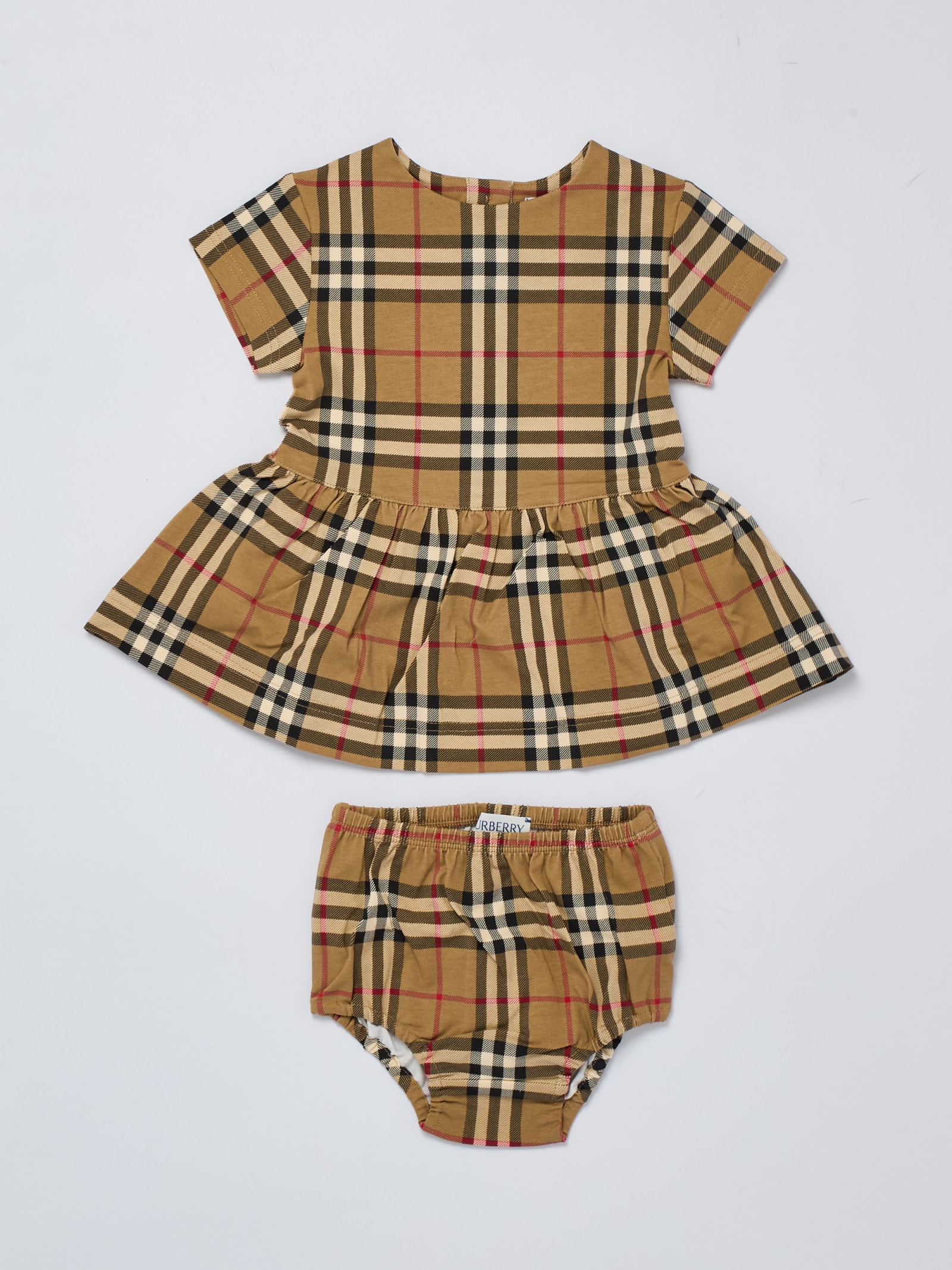 Burberry Babies' Lena Dress Dress In Check Beige